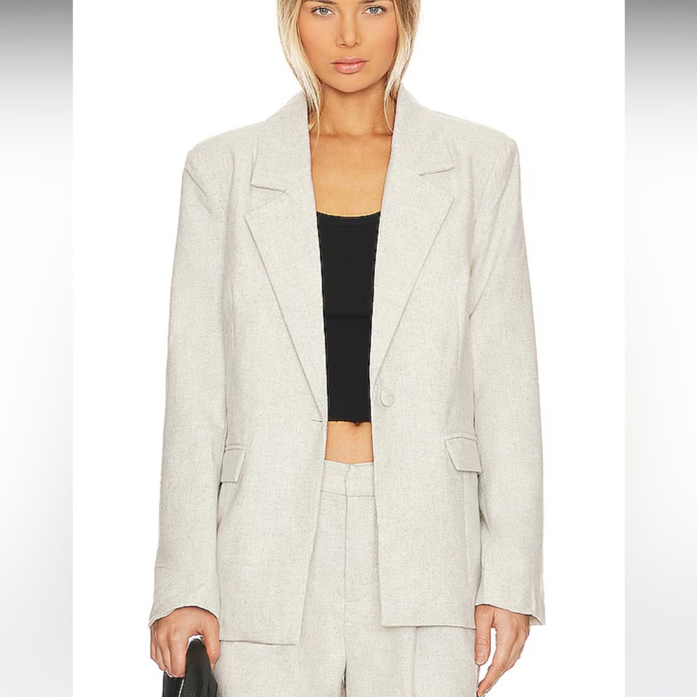 WeWoreWhat Relaxed Wool Blazer in Heather Light Grey